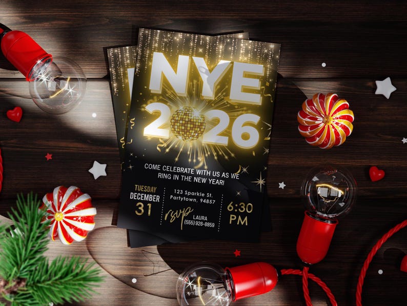 Elegant Black and Gold NYE Party Invitation: Editable 2026 Countdown (Digital Download) image 9