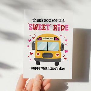 Printable Bus Driver Valentine Card | Thank You Sweet Ride (5x7 Digital Download)