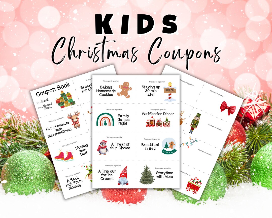 Christmas Coupon Book for Kids, EDITABLE, Child Stocking Stuffer ...