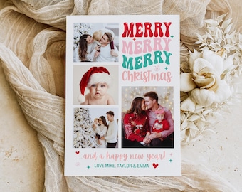 Photo Christmas Card: Custom Holiday Greeting, DIY Template (Digital Download)