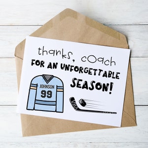 Farbe Ihrer eigenen bearbeitbaren Hockey-Trainer-Dankeschön-Karte, Saisonende, Hockey-Team-Grußkarte, Danke-Trainer große druckbare Saison-Vorlage