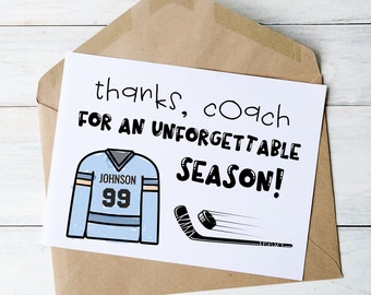 Editable Hockey Coach Thank You Card: Color-Your-Own Printable (Digital Download)