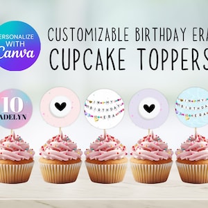 In My Birthday Era Cupcake Toppers, Friendship Bracelet Girl Birthday Decor, Cup Cake Toppers, Digital Download, Printable Editable Template