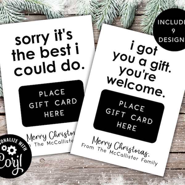 Christmas Gift Card Holder, Funny Holiday Gift Card Holder, Printable Editable Gift Card Holder, Sarcastic Gift Card Holder, Humorous Card