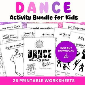 Dance Activity Bundle: Coloring Pages, Puzzles, Games (PDF Pattern)