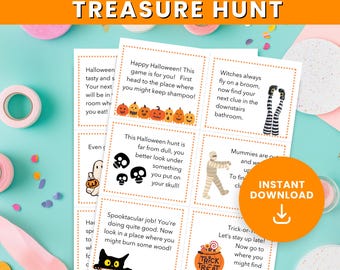 Halloween Treasure Hunt Clue Cards: Kids' Printable Scavenger Hunt (PDF Download)