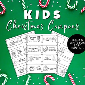 Editable Christmas Coupon Book for Kids, Child Stocking Stuffer, Printable Christmas Coupons from Parent or Grandparents, DIY Color Your Own