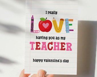 Printable Valentine Card for Teacher | Kids Classroom Gift (5x7, PDF Download)
