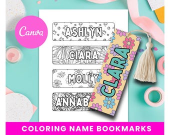 Marcapáginas personalizados para colorear con nombre: 28 diseños únicos (descarga digital)