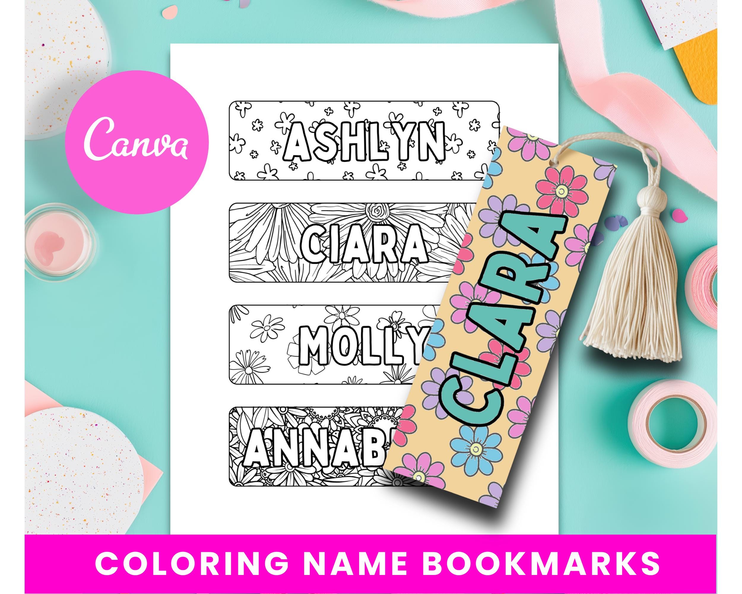 Name Bookmark Colour In Personalized Name Coloring Bookmarks: 28 Unique Designs (digital ...