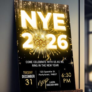 Elegant Black and Gold NYE Party Invitation: Editable 2026 Countdown (Digital Download) image 7