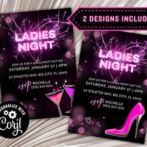 Ladies Night Out Invitation | Girls Night Out Birthday Party Invitation | Bachelorette Party Invite | Editable Template | Bar Hopping Invite