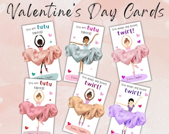 Printable Ballerina Valentine&#39;s Day Cards: Tutu Sweet Classroom Tags (Digital Download)