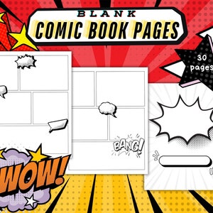 Plantillas de páginas de cómics en blanco, Páginas de tiras cómicas para niños, Crea tu propia actividad de cómics imprimible, Actividad para niños de descarga instantánea