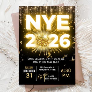 Elegant Black and Gold NYE Party Invitation: Editable 2026 Countdown (Digital Download) image 11