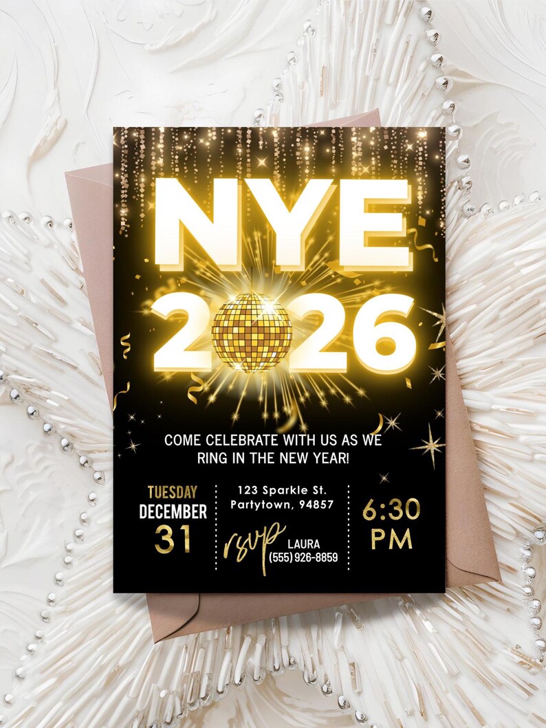 Elegant Black and Gold NYE Party Invitation: Editable 2026 Countdown (Digital Download) image 11