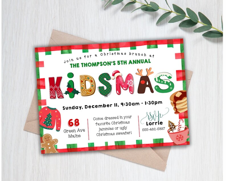 Christmas Party Invitation, Kids Holiday Party Invitation, Kidmas ...