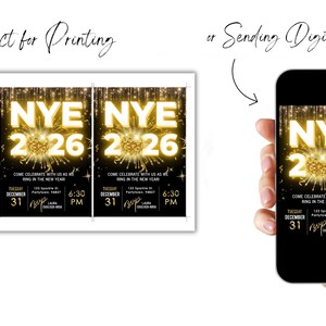 Elegant Black and Gold NYE Party Invitation: Editable 2026 Countdown (Digital Download) image 5