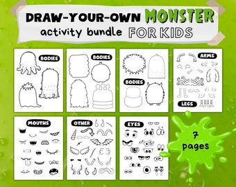 Monster Drawing Activity for Kids: Printable Cartoon Caricatures (PDF)