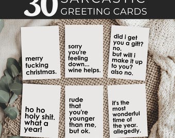 30 Sarcastic Greeting Cards: Funny Humor for Friends (PDF)