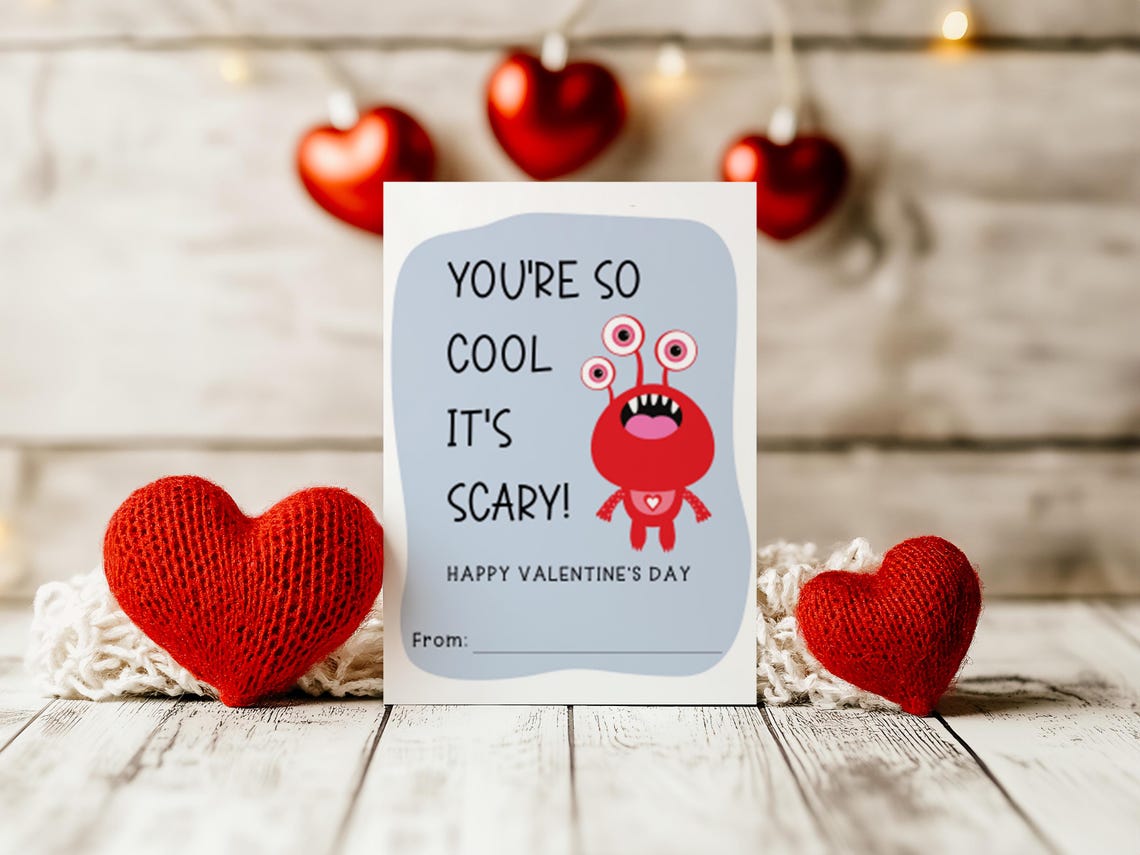 Monster Valentine's Day Cards for Kids, Printable Vday Cards (PDF) - Etsy
