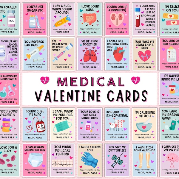 Medical Valentines | Funny Pharmacy Healthcare Medical Cards for Nurses Doctors Adults | Editable Template
