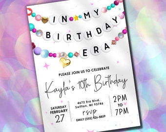 Birthday Era Freundschaftsband Einladung: Bearbeitbare Party Vorlage (Digitaler Download)