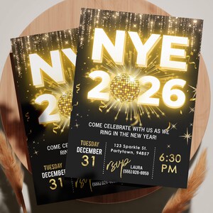 Elegant Black and Gold NYE Party Invitation: Editable 2026 Countdown (Digital Download) image 4