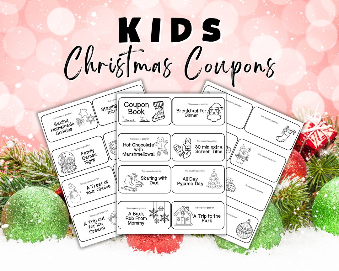 Christmas Coupon Book for Kids, EDITABLE, Child Stocking Stuffer ...