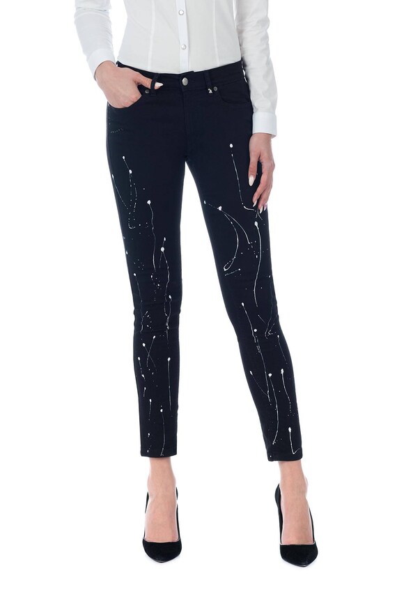 black jeans with white paint