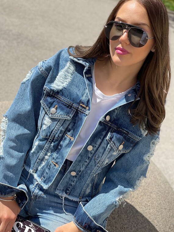 destroyed oversized denim jacket