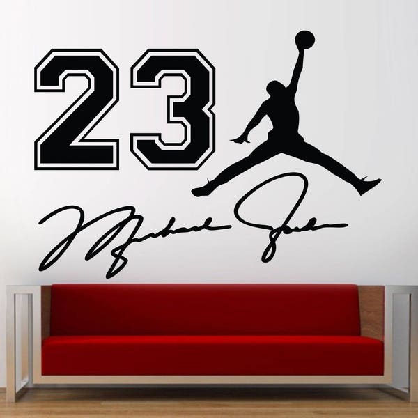 Michael Jordan 23 Wall Sticker basket Sticker Mural Art sport basket-ball Wall Art 23 Michael Jordan signe vinyle autocollant