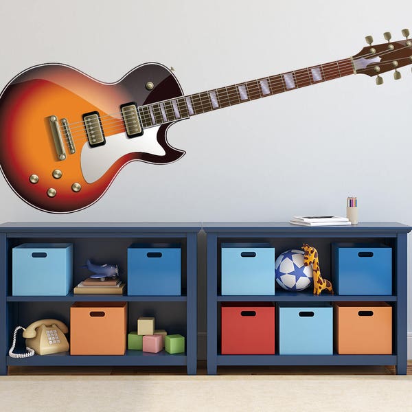 Electric Guitar Wall Decal Kids Bedroom Wall Decor Music Vinyl Wall Art