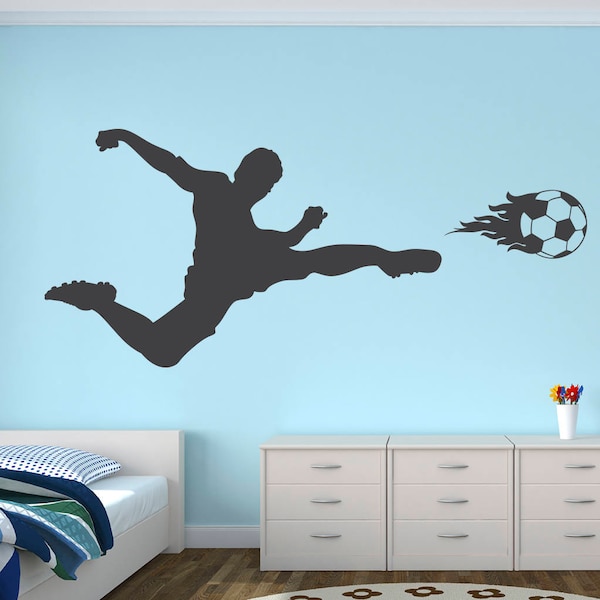 Soccer Player Wall Decal - Kids Boys Room Wall Art - Soccer Wall Decal - Gym Sports Vinyl Wall Sticker