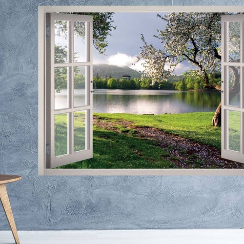 New Window 3D Green View Flowers Plant Wall Stickers Art Mural Decal Wallpaper New Window 3D Green View Flowers Plant Wall Stickers Art Mural Decal Wallpaper