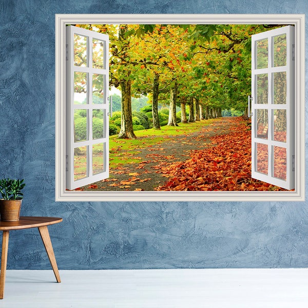 Wall Mural Sticker Window Frame Scene Etsy