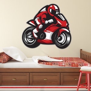 Moto GP Wall Decal - Rider Motorcycle Decal - Kids Boys Room Wall Decal - Racing Decal - Moto Bike Dirt Bike GP Vinyl Wall decal