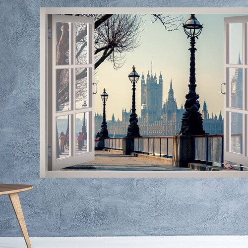Big Ben View Window 3D Wall Decal Art Removable Wallpaper Etsy