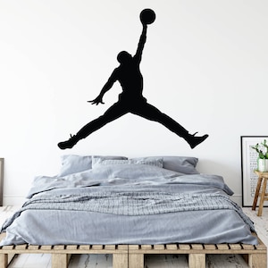 Michael Jordan Wall Decal Jumpman Decal Basketball Wall Decal Jordan Wall Art Boys Room Vinyl Wall Sticker image 1
