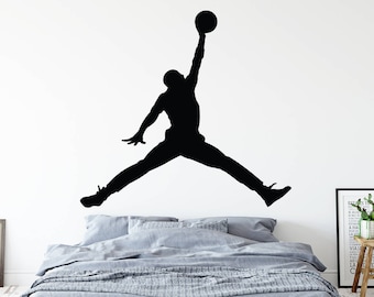 Michael Jordan Wand Aufkleber - Jumpman Aufkleber - Basketball Wandtattoo - Jordan Wandkunst - jungen Zimmer Vinyl-Wand-Aufkleber