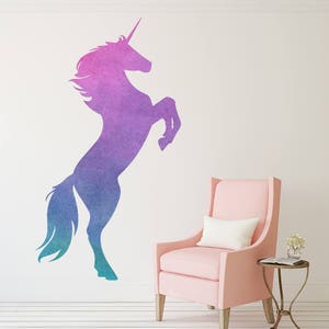 Unicorn Wall Decal - Girls Nursery Wall Decor - Girls Bedroom Magical Unicorn Watercolor Vinyl Wall Art