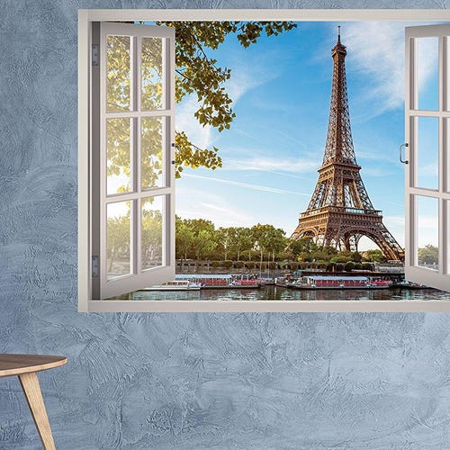Eiffel Tower Paris View Window 3D Wall Decal Art Removable - Etsy Eiffel Tower Paris View Window 3D Wall Decal Art Removable - Etsy