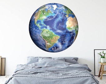 Earth Wall Decal - Planet Wall Art - Bedroom Wall Decal - Earth Wall Vinyl Wall Art