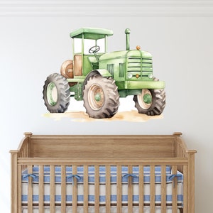 Tractor Wall Decal - Watercolor Tractor Wall Decals - Kids Room Bedroom Nursery Wall Decor - Deere Tractor Vinyl Wall Art Sticker
