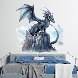 Flying Dragon Wall Decal - Enchanted Fantasy Wall Decor - Majestic Dragon Wall Art - Nursery Vinyl Sticker