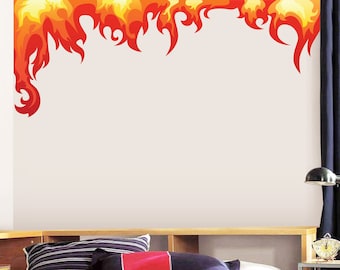 Flames Wall Decal - Fire Flame Wall Decal - Kids Playroom Bedroom Decor - Flames Wall Decor Vinyl Wall Sticker