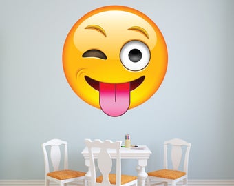 Emoji Wall Decal - Laughing Face Wall Art - Emoji Stickers - Printable Emojis - Smiley Wall Design - Laughing Face Vinyl Stickers