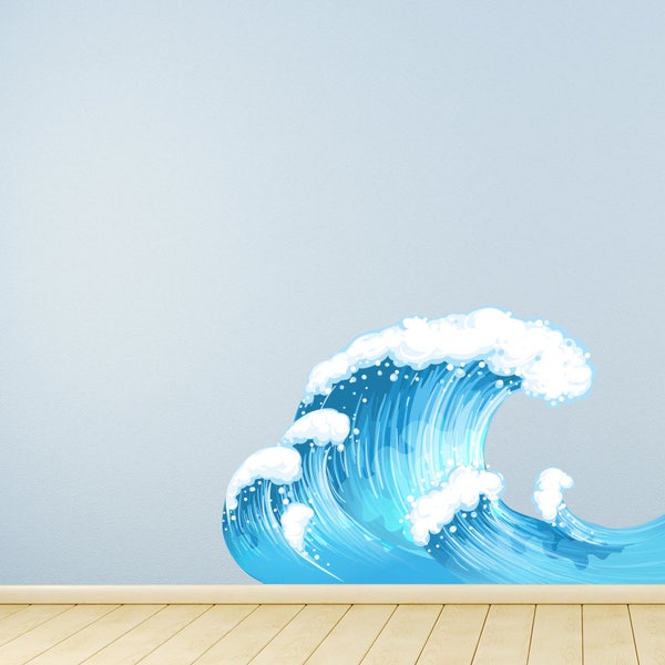 Ocean Wave Wall Decal - Surfing Theme Bedroom Wall Decor - Wave Vinyl Wall Art