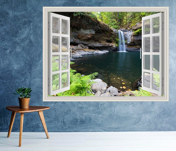 3D Window Waterfall View Decal Home Decor Mural Removable Wall Art Sticker Vinyl 3D Window Waterfall View Decal Home Decor Mural Removable Wall Art Sticker Vinyl