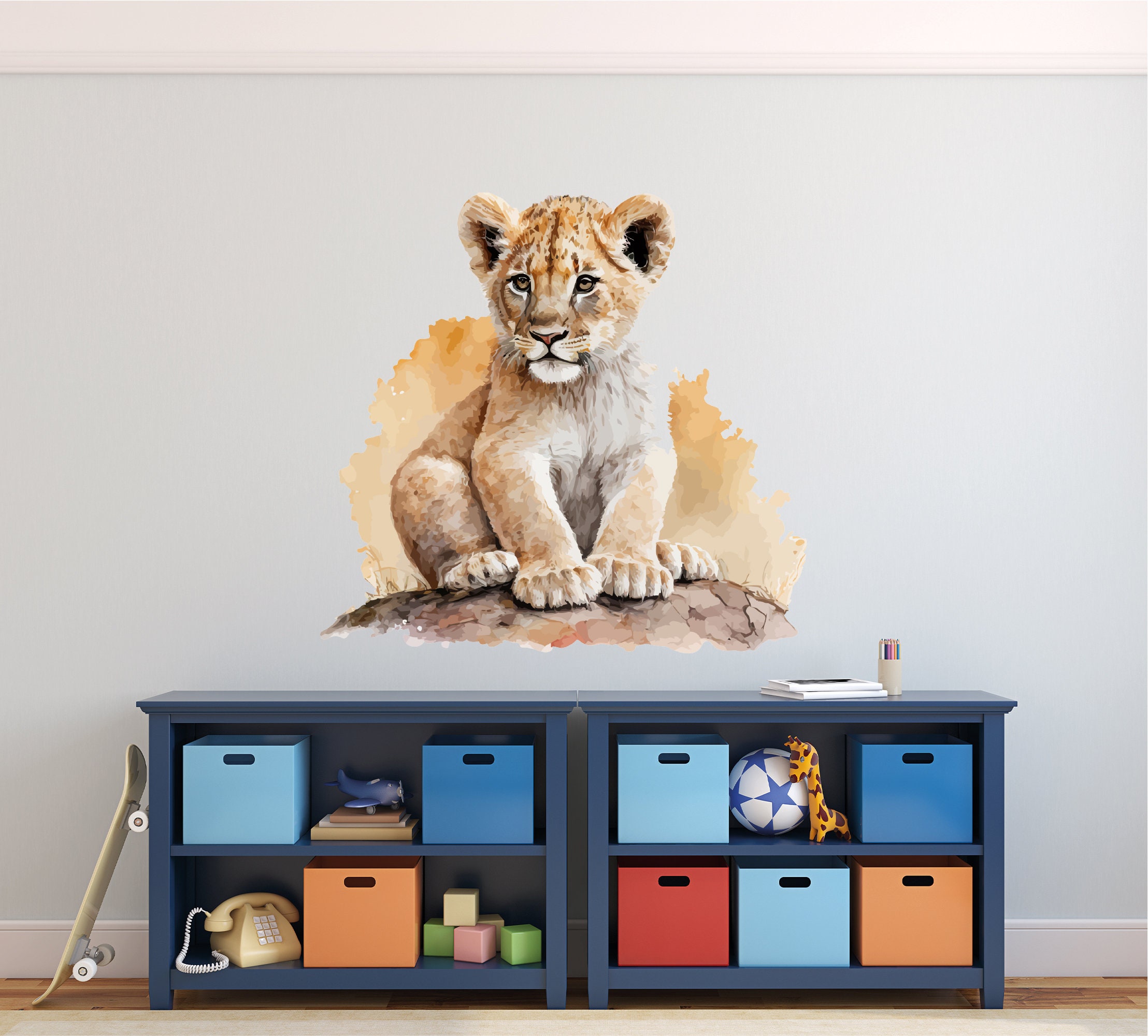 ROFARSO Cute Baby Lion Wall Sticker – Removable, Peel & Stick Wall Decal For Nursery, Kids Room, Playroom